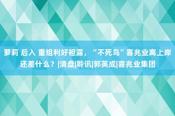 萝莉 后入 重组利好袒露，“不死鸟”喜兆业离上岸还差什么？|清盘|聆讯|郭英成|喜兆业集团